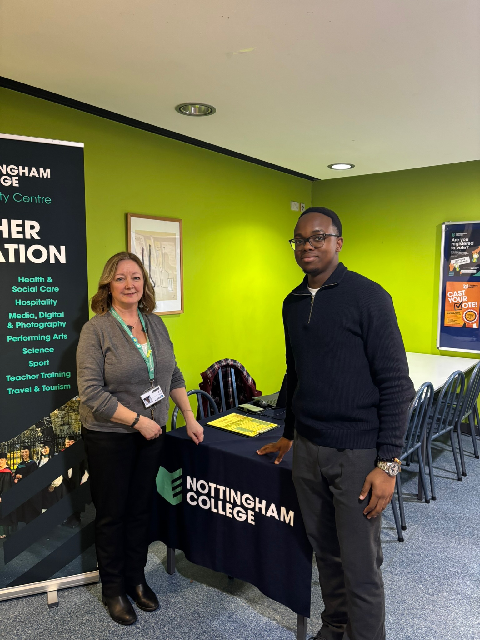Chinonso at a careers and further education event
